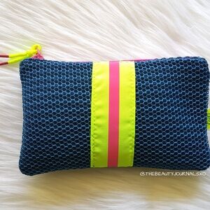 3/$10 Ipsy Glam Bag New January 2018 Game Face Navy Mesh Nautical Neon Makeup
